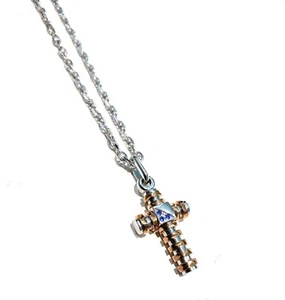 Collana uomo maglia marina piena con croce in argento sterling 925 - Imagen 1 de 10