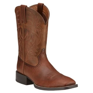 Ariat Western Boots Mens Sport Leather Wide Square Toe Brown 10016291* - Picture 1 of 2