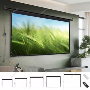 Electric Motorised Projector Screen Manual Pull Down Projection 60-120in Cinema - Picture 1 of 81