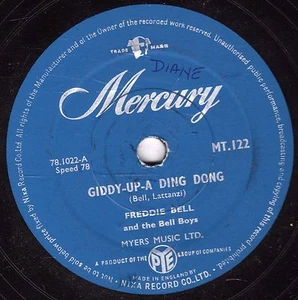 1956 ROCKING CLASSIC FREDDIE BELL 78 GIDDY-UP-A-DING DONG UK MERCURY MT 122 V+ - Picture 1 of 1