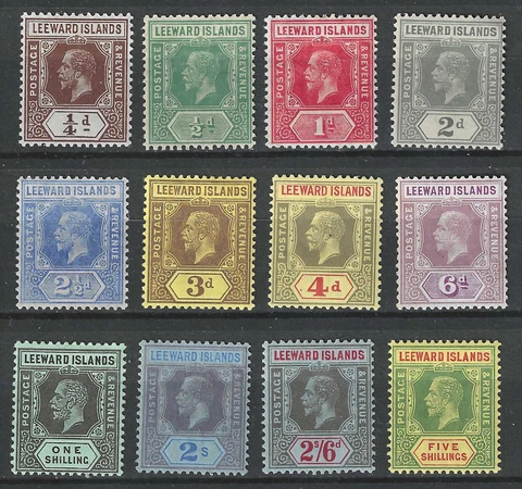 LEEWARD ISLANDS SG46/57b KGV 1912 Set to 5s, Mounted Mint Cover