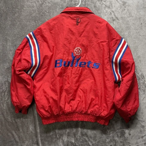 Vintage Washington Bullets Wizards Puffer Jacket Men XXL NBA 2XL Reversible Red Cover