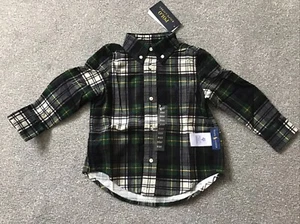 Polo Ralph Lauren Kids Checked L/Sleeve Shirt Green In Size 2 Years BRAND NEW - Picture 1 of 4