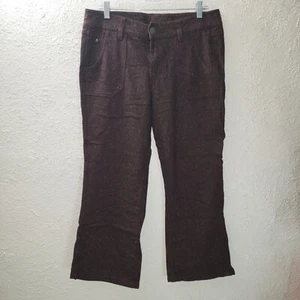 Woolrich Wool Blend Pants Brown Speckled Relaxed Straight Leg Womens 12 Petite - Picture 1 of 11