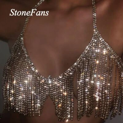 Стразы кисточки бюстгальтер ремень сексуальный тела цепочка со стразами кристалл белье бикини - Изображение 1 из 4