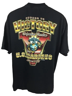 Camisa Diseño 7.62 Adulto XL Negra Marines Victoria Defendiendo Libertad Camiseta Gráfica Foto 1 de 4