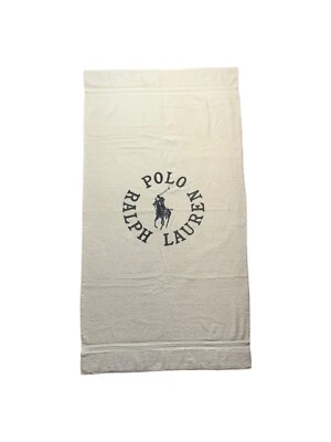 TOALLA DE PLAYA GRANDE VINTAGE RALPH LAUREN RL POLO CLUB PONY AZUL BLANCO Foto 1 de 3