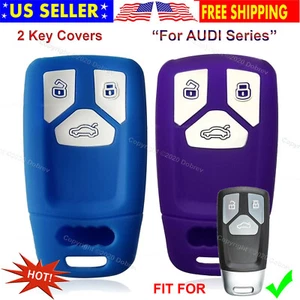 2pcs Silicone Rubber Case Protector Holder Fob Cover for Audi Smart Remote Key - Picture 1 of 4