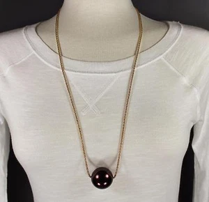 Collar de perlas sintéticas marrón grande enorme con cuentas 29" largo suéter dorado - Imagen 1 de 4