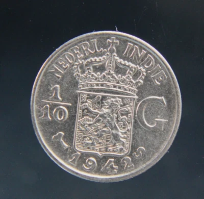 Netherlands East Indies 1/10 Gulden Silver coin 1942,XF - Image 1 of 2