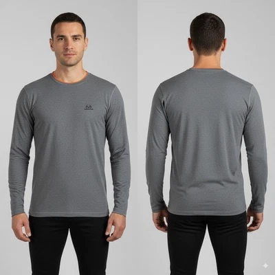 Camisa masculina Realtree Performance camada base manga longa pequena cinza caça viagem - Imagem 1 de 4