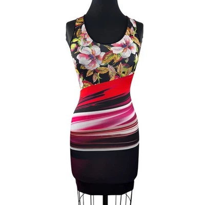 Vestido Vaina Reversible Clover Canyon Floral Cuello Redondo Espalda Corredora Buceo XS/S Foto 1 de 4