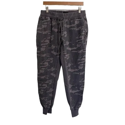 Monrow Women’s Medium Linen Blend Camo Jogger Contrast Rib NEW Lounge Casual  - Image 1 of 4