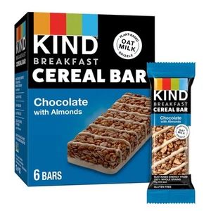 KIND Breakfast Cereal Bars, Gluten Free, Chocolate w/Almonds, 9.3 oz (36 Bars) - Picture 1 of 5