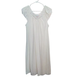 Vintage JC Penny Floral Embroidered White Lace Nylon Babydoll Nightgown Small - Picture 1 of 10
