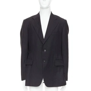 GUCCI Vintage charcoal grey 100% wool pinstripe double vent blazer IT52 XL - Picture 1 of 9