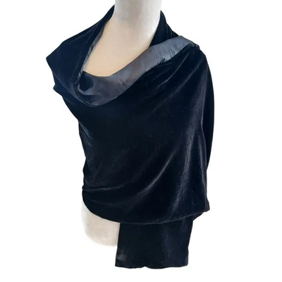 NWT Charter Club Black Velvet Silk Beaded Shawl Evening Wrap Formal Occasion - Image 1 of 4