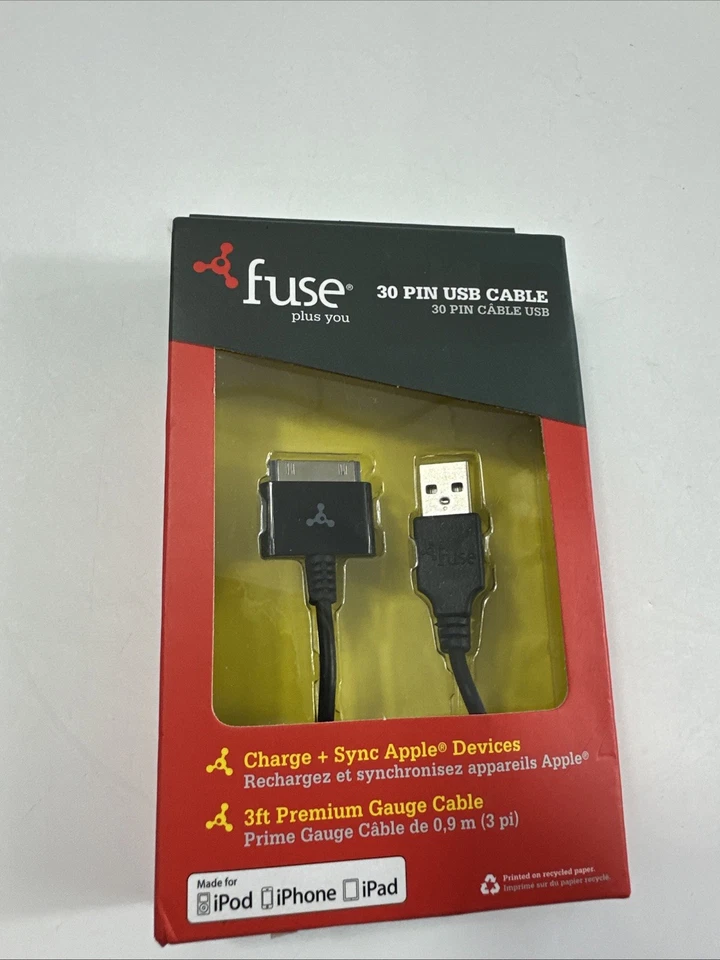 Fuse 30 Pin USB Cable for ipod, iphone, ipad 30 pin adapter - Image 1 of 4