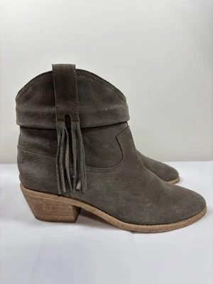 Joie Women’s Keaton Fringe-Paneled Bootie Suede Brown Sz 37 Western Minimalistic - Image 1 of 4