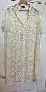 Ivory Cream Lace Dress / Beach Cover - Size L By Vila Clothes - Picture 1 of 10