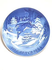 1964 Bing & Grondahl Copenhagen Porzellan Weihnachtsteller "Jule Aften" Hase - Bild 1 von 5