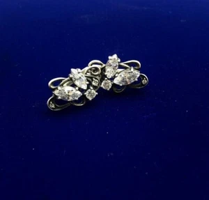 Vintage 925 Sterling Silver Clip On Earrings Crystal Elegant Floral Design - Picture 1 of 4