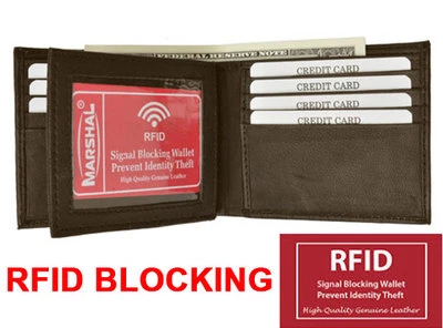 RFID Blocking Safe Men's Bifold Center Flap Leather Wallet Brown U.S Seller - Image 1 of 4