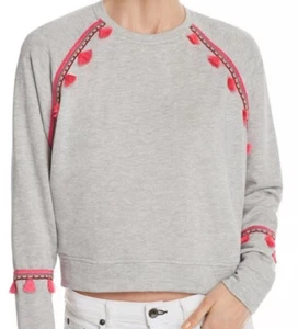 Generation Love Top Sudadera Grande Gris Rosa Borlas Bordadas - Imagen 1 de 7