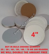 4' THIN CAKE CARDS ROUND cut edge boards in SILVER wedding SUPPORT BOGOFF XMAS