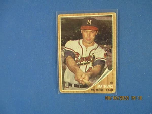 1962 Topps Baseball # 30 Ed Mathews Fair  upper right corner crease soft - Picture 1 of 2