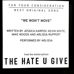THE HATE YOU GIVE CD de película Arlissa para su propiedad mejor canción original promoción - Imagen 1 de 2