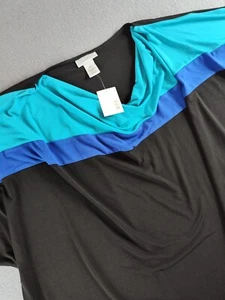 MAGGIE BARNES para mujer Catherines negro y azul elástico capucha cuello talla 2X nuevo con etiquetas - Imagen 1 de 13