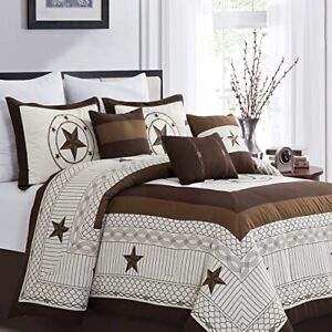 King Size Bedding Set - 7 Pieces Modern Printed Bed in a Bag Comforter Set,