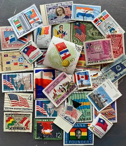 FLAGS ON STAMPS - 20 stamps per packet - free shipping - Picture 1 of 1
