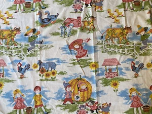 Vintage 60er 70er Kleinkind Krippe Laken KINDERZIMMER REIM Kinder Baby schöner Stoff 58x44 - Bild 1 von 5