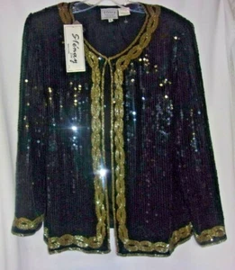 Black and Gold Sequin Jacket by Sténay Ltd - Large - Picture 1 of 2