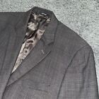 JOSEPH & FEISS Brown Blue Windowpane Plaid mens Classic Fit Wool Blazer 44L
