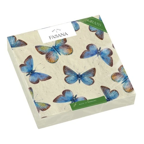 20 Small Cocktail Napkins Sustainable Grass Morpho Butterflies - Kleine Schmett - Image 1 of 1