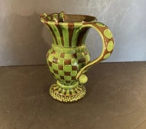 New MacKenzie Childs Wittika Large Gorgeous Green Pickle Pitcher Display - Picture 1 of 5