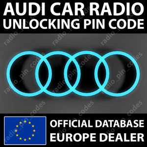 AUDI RADIO UNLOCK PIN CODE FOR ALL MODELS 80 A1 A3 A4 A5 A6 A8 TT TTS RNS-E NAVI - Bild 1 von 4