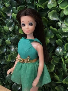 Muñeca vintage Dawn años 70 muñeca ANGIE Topper en vestido verde Fling - Imagen 1 de 14