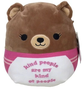 Kellytoy Squishmallow Hilary Brown Bear 8" Plush 'Kind People Are My People' Top - Picture 1 of 6