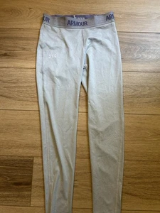 Under Armour Heat Gear Youth Girls Gray Fitted Legging Pants Youth Size L - Picture 1 of 6