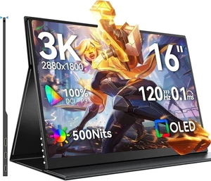 UPERFECT 16” OLED 120Hz Gaming Monitor 2880x1800 3K Portable Monitor 100% (USED) - Picture 1 of 16