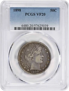 1898 Barber Silver Half Dollar VF20 PCGS - Picture 1 of 2