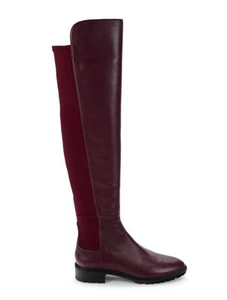 New STUART WEITZMAN 5050 City Leather Over The Knee Boots Sz 8 Burgundy - Picture 1 of 7