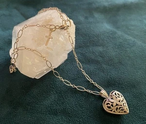 "Colgante CORAZÓN de filigrana 925 de plata de ley con collar de cadena único de 16""" - Imagen 1 de 9