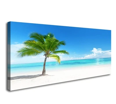 YP0862 Beach Wall Art Palm On The Nature Picture Canvas Painting Beach Seasca... - Image 1 of 4