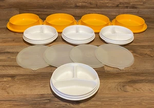 4er SET - TUPPERWARE - KLEINES ABENDESSEN GETEILT SCHÜSSEL SCHÜSSEL - DICHTE DECKEL #1317 - Bild 1 von 7