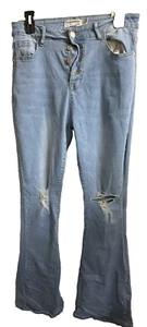 CELEBRITY ACE Jrs. Denim Jeans 4-Button 13/31 Flare Leg Destructed Stretch#GA3 - Picture 1 of 5